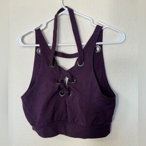 ALO Yoga Purple Lace-Up Crop Top
